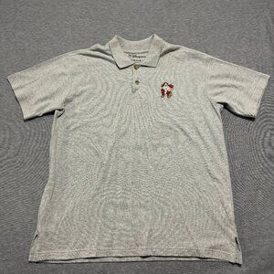 Disney Store Mens Polo XL Gray 7 Dwarfs Grumpy Embroidered Short Sleeve Vintage